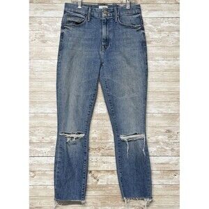 Mother Jeans Womens 25 High Waisted Looker Ankle Fray Spice It Up Distressed